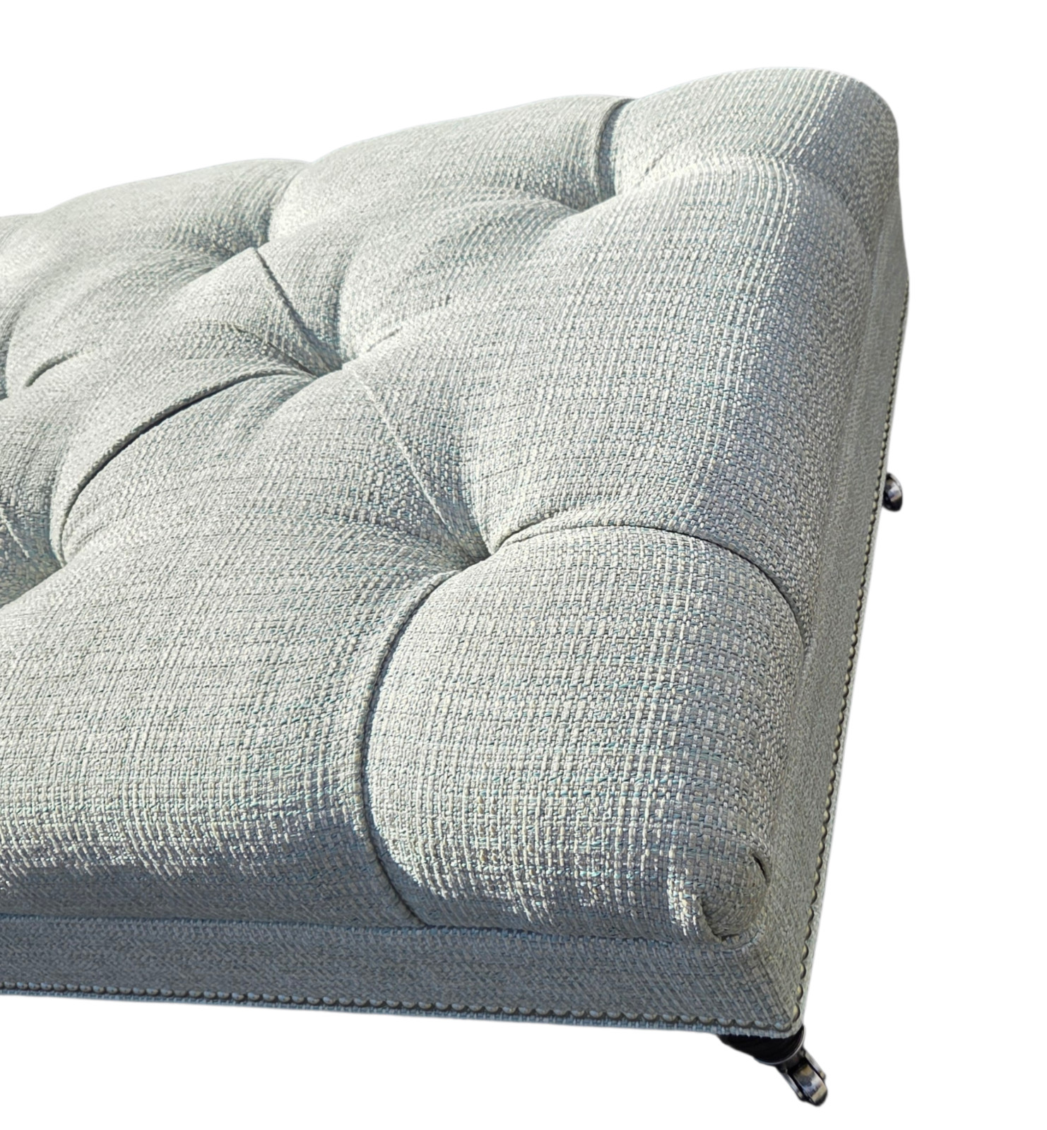 Ethan Allen Anton Chesterfield Style Ottoman Bench Hobb Nail Foot Stool