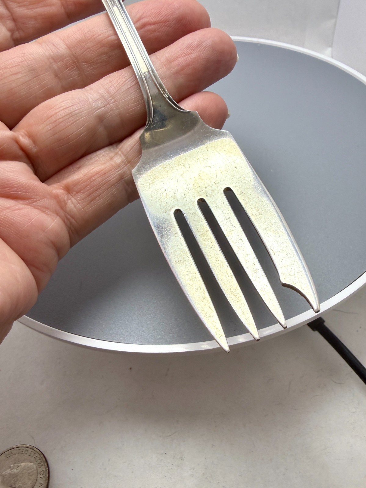 Durgin Fairfax Lg Individual Salad Fork 7.5" Sterling 43.6gm with monogram