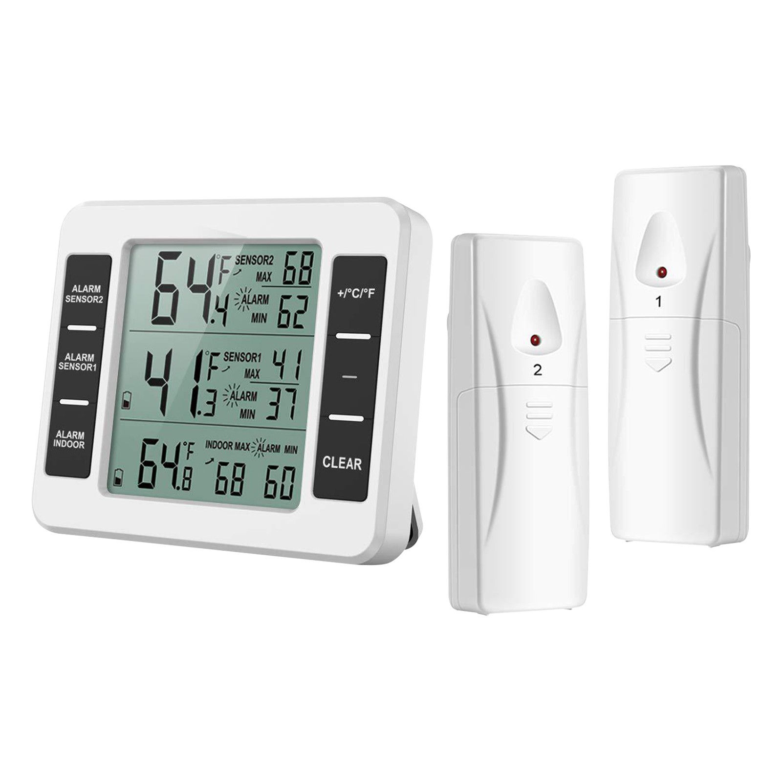 Digital Thermometer Indoor Outdoor Wireless Dual Sensor Temperature Transmitter