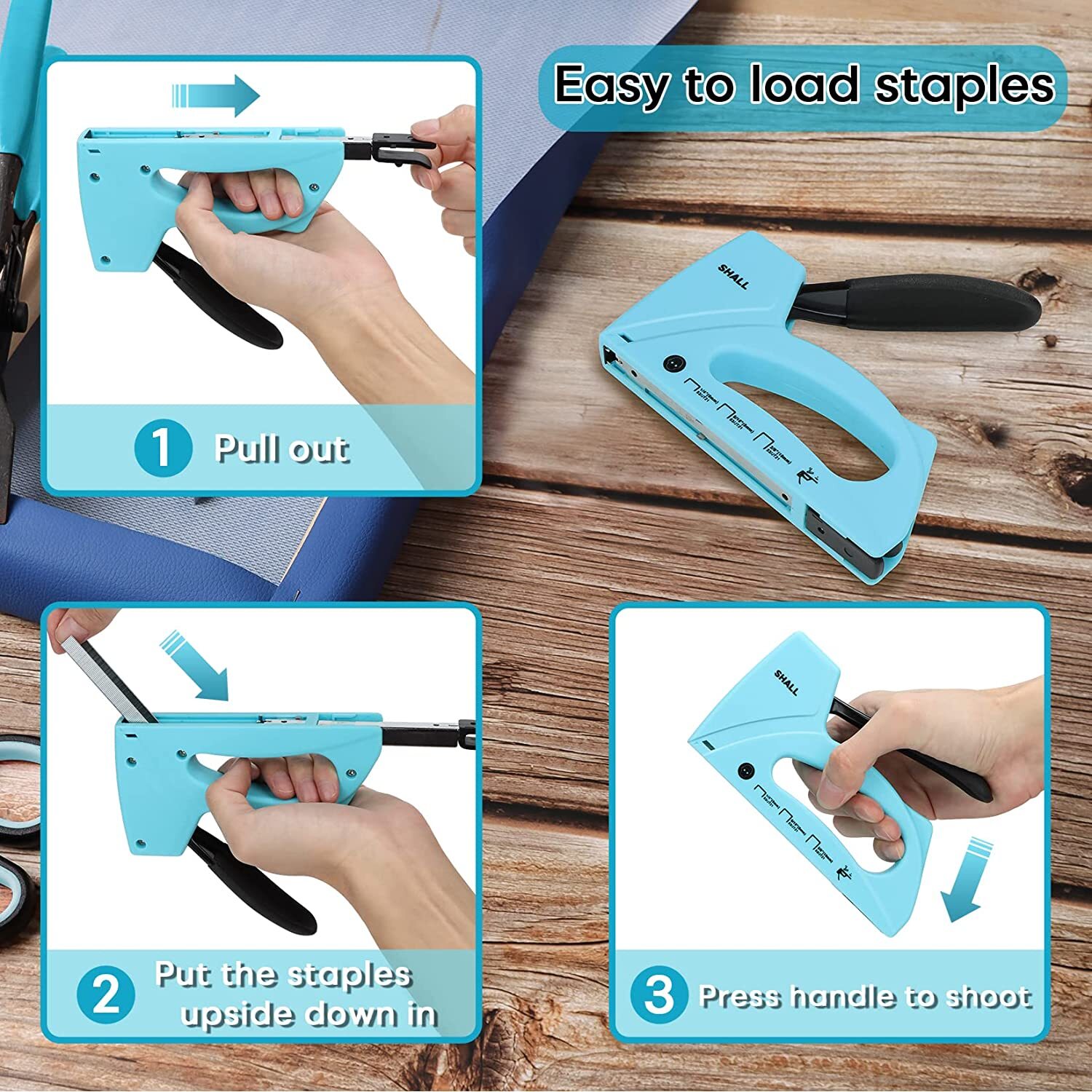 SHALL Light Duty Staple Gun -Upholstery Staple Gun with 1600pcs Staples
