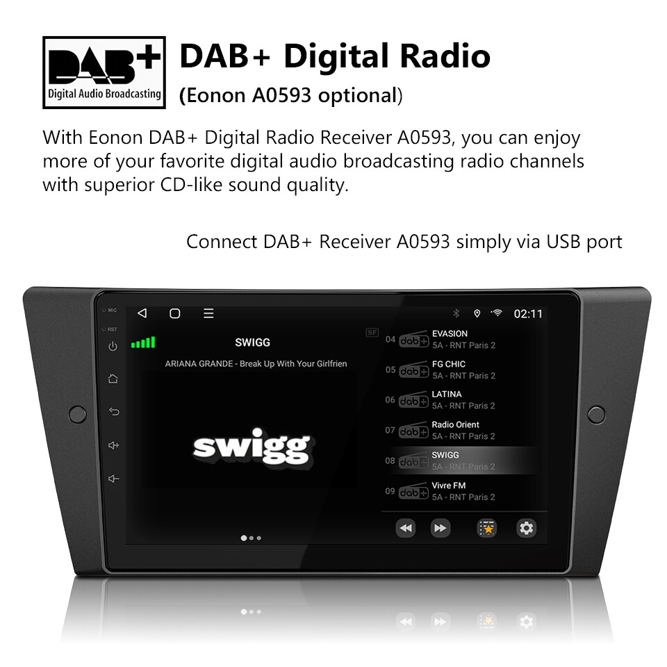 Android 10 8-Core 2GB RAM Head Unit Car GPS Radio Stereo for BMW E90 E91 E92 E93