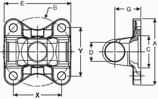 Flanged 1350 Rear End Yoke for 8.8 inch Ford N3-2-1579F
