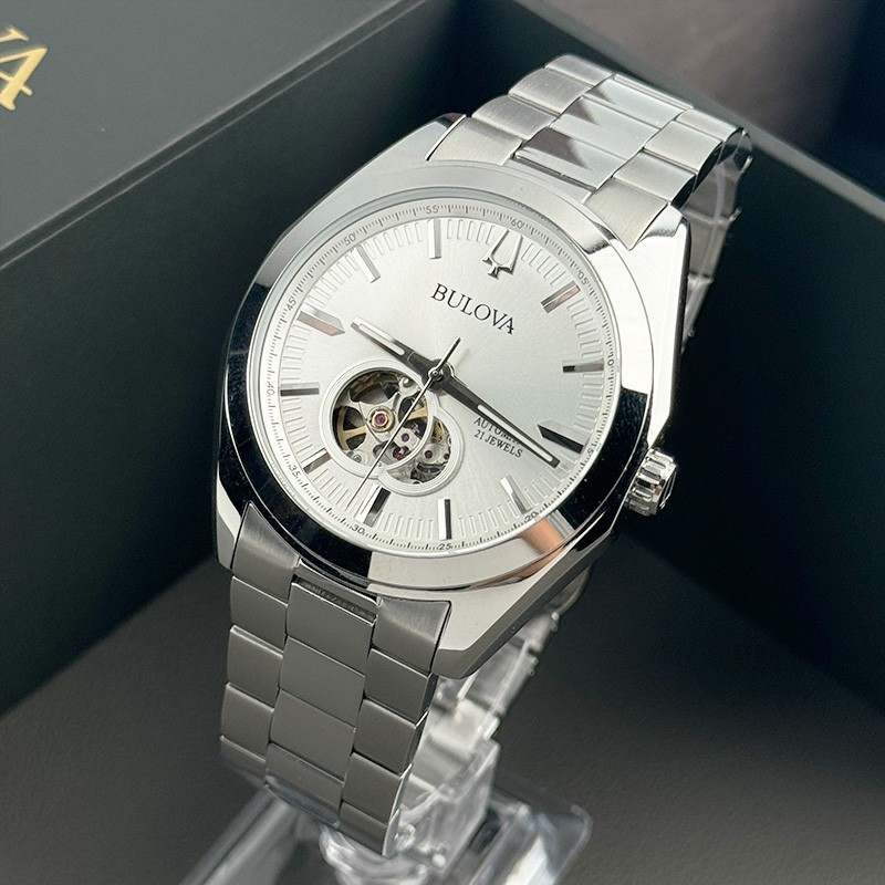 Bulova Surveyor Silver Tone Dial Automatic Men's Watch 42 mm 96A274