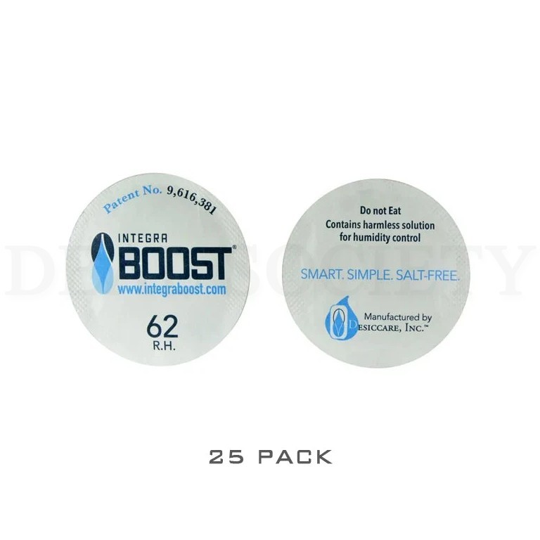Integra Boost Humidity Cap Pack 37mm 62% -Choose 25, 50, or 100 Pack