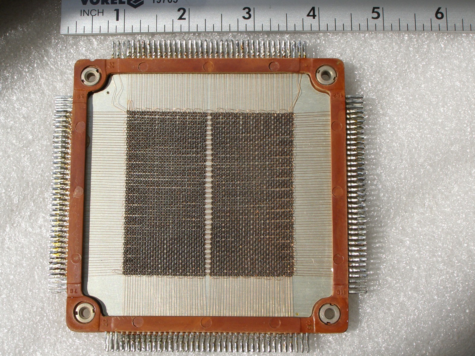 Dual-frame ferrite core memory plate 8192 bits, 1987.
