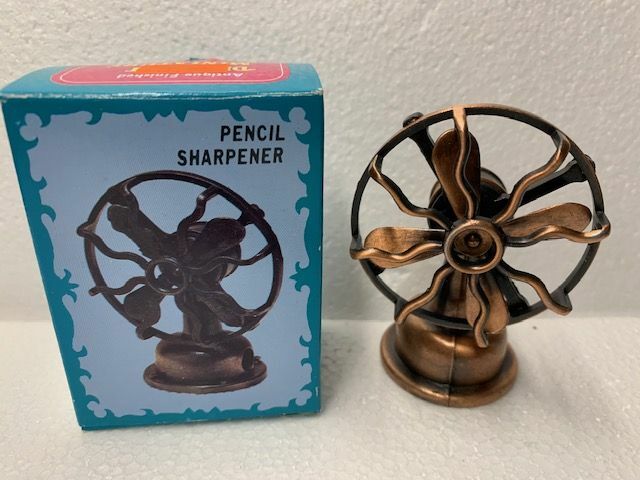 FAN BRONZE DIE CAST METAL COLLECTIBLE PENCIL SHARPENER NEW