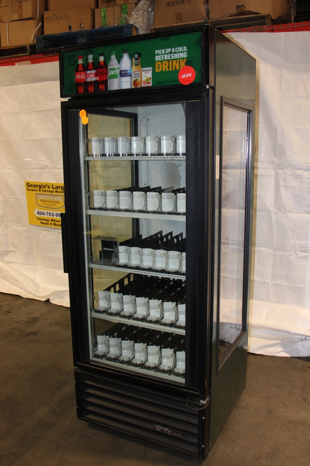 True GEM-26 Single Glass Door Refrigerator, Glass Sides, w/ Spring Loaders CLEAN