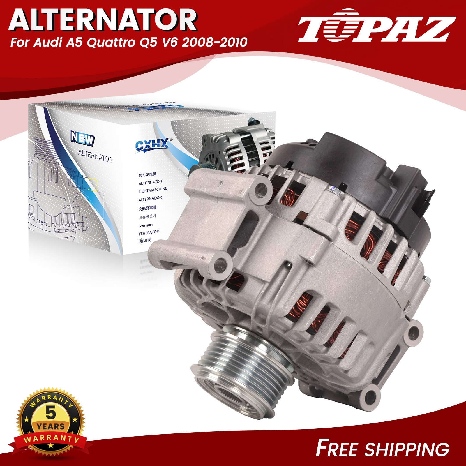 New 140A Alternator For Audi A5 Quattro V6 3.2L 2008-2010 06E903016Q 06E903016QX