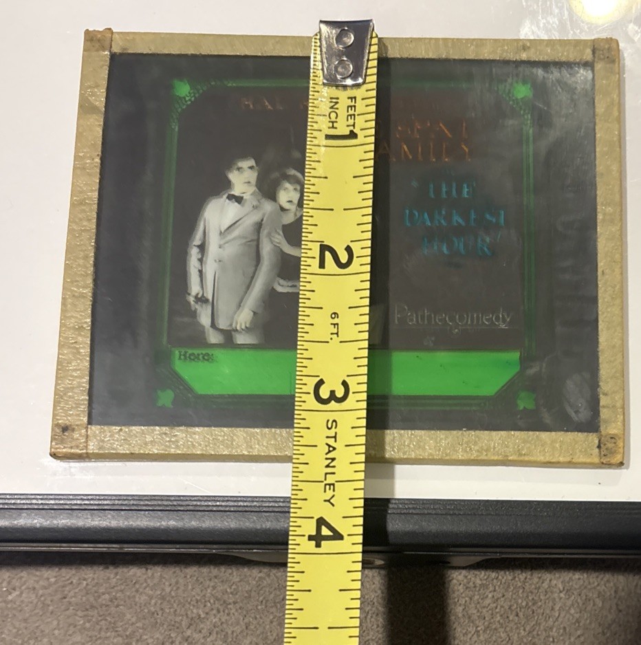 Vintage Magic Lantern Glass Theater Slide 1923 THE SPAT FAMILY in DARKEST HOUR