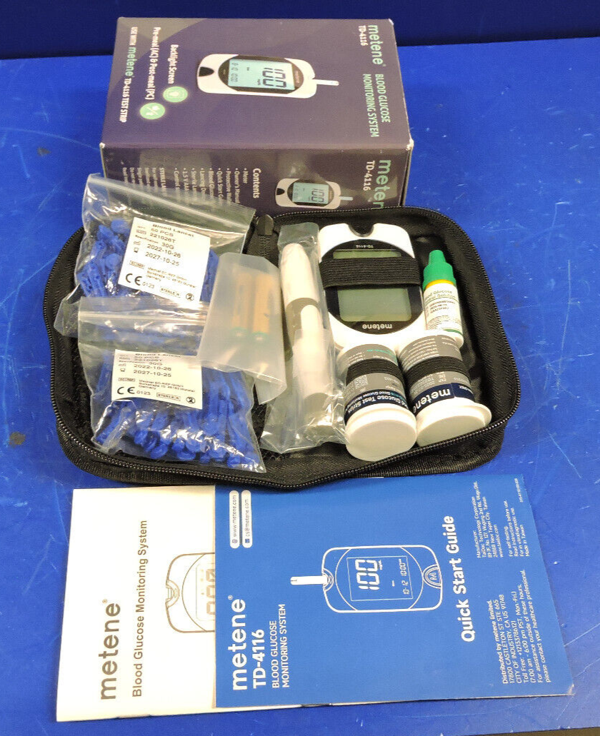 NEW Metene TD-4116 Blood Glucose Monitor/ 100 Strips 100 Lancets / Complete 2026