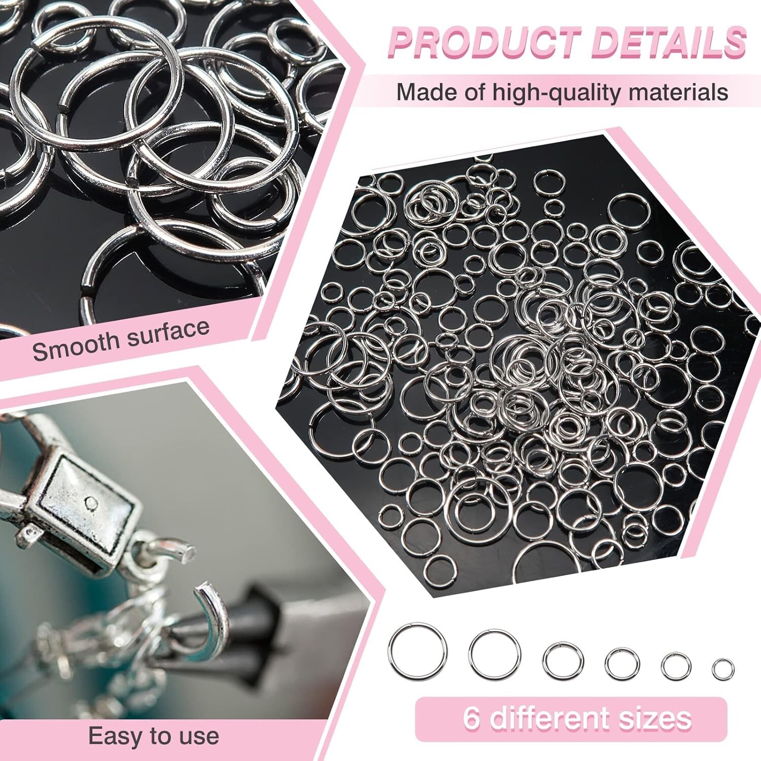 1000Pcs Jump Rings for Jewelry Making Stainless Steel Open Jump Rings Connectors
