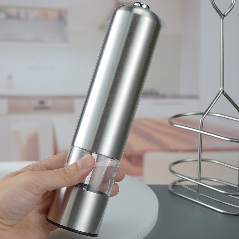 Adjustable Electric Salt Pepper Grinder Mill Shakers Set Stainless Steel (2PACK)