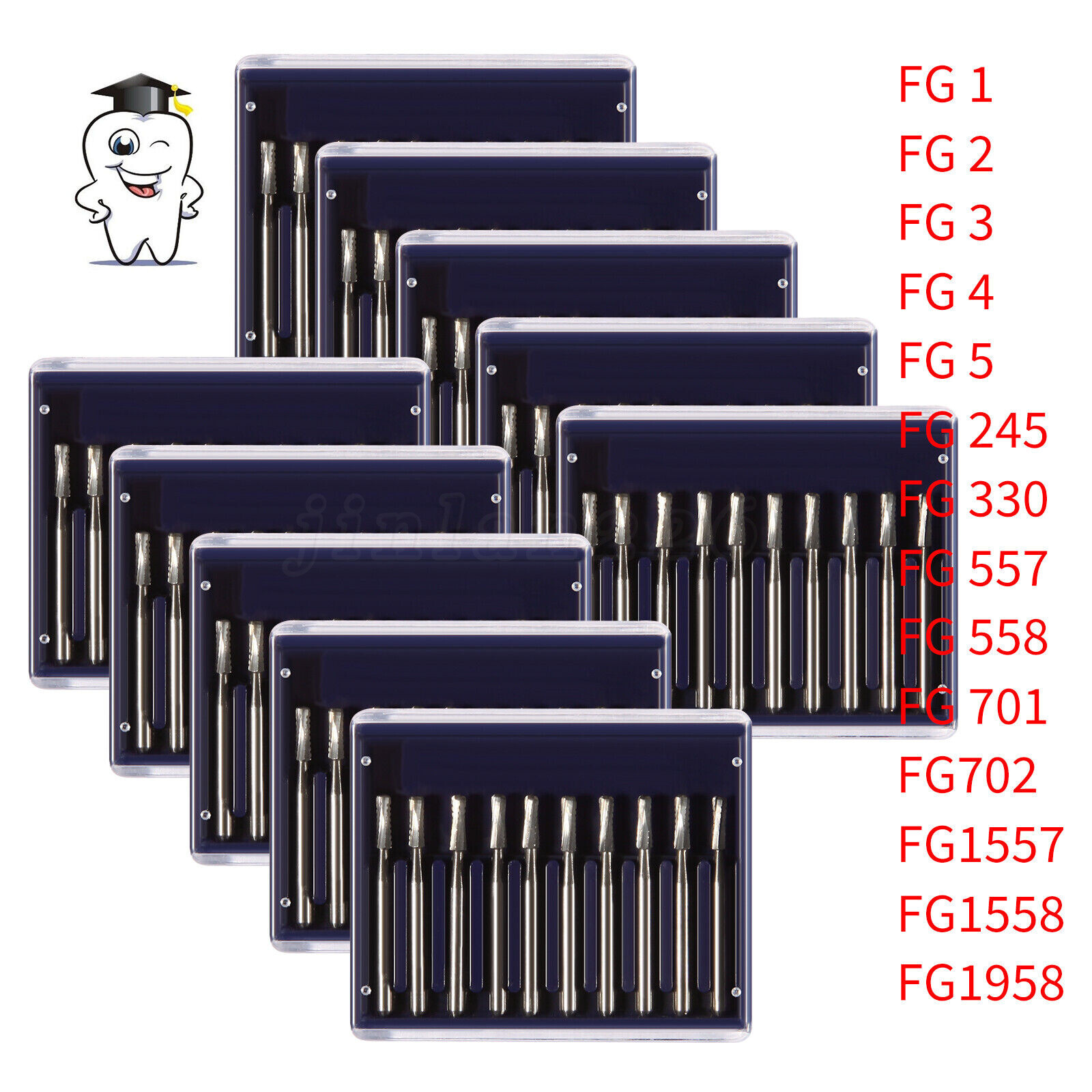 10-100Pcs Dental Carbide Burs for High Speed Handpiece Round Cone Bur Diamond FG