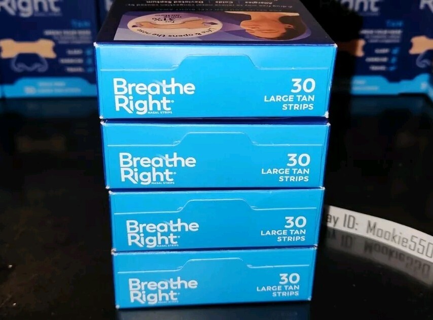 EXP 04/2028+ (120ct) 4 Box 30ea Breathe Right ORIGINAL LARGE TAN Nasal Strips