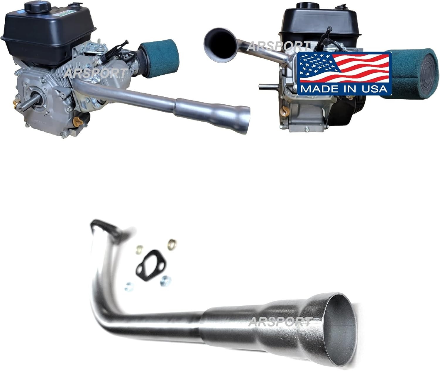 3 Stage Exhaust Header Pipe Fits Predator 212cc GX160 GX200 Go Kart & Mini Bikes