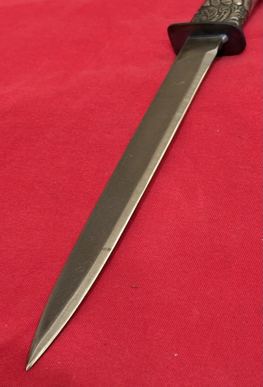 ANTIQUE SWORD HANDLE & USA FILE TO A THEATER KNIFE - NEW SHEATH