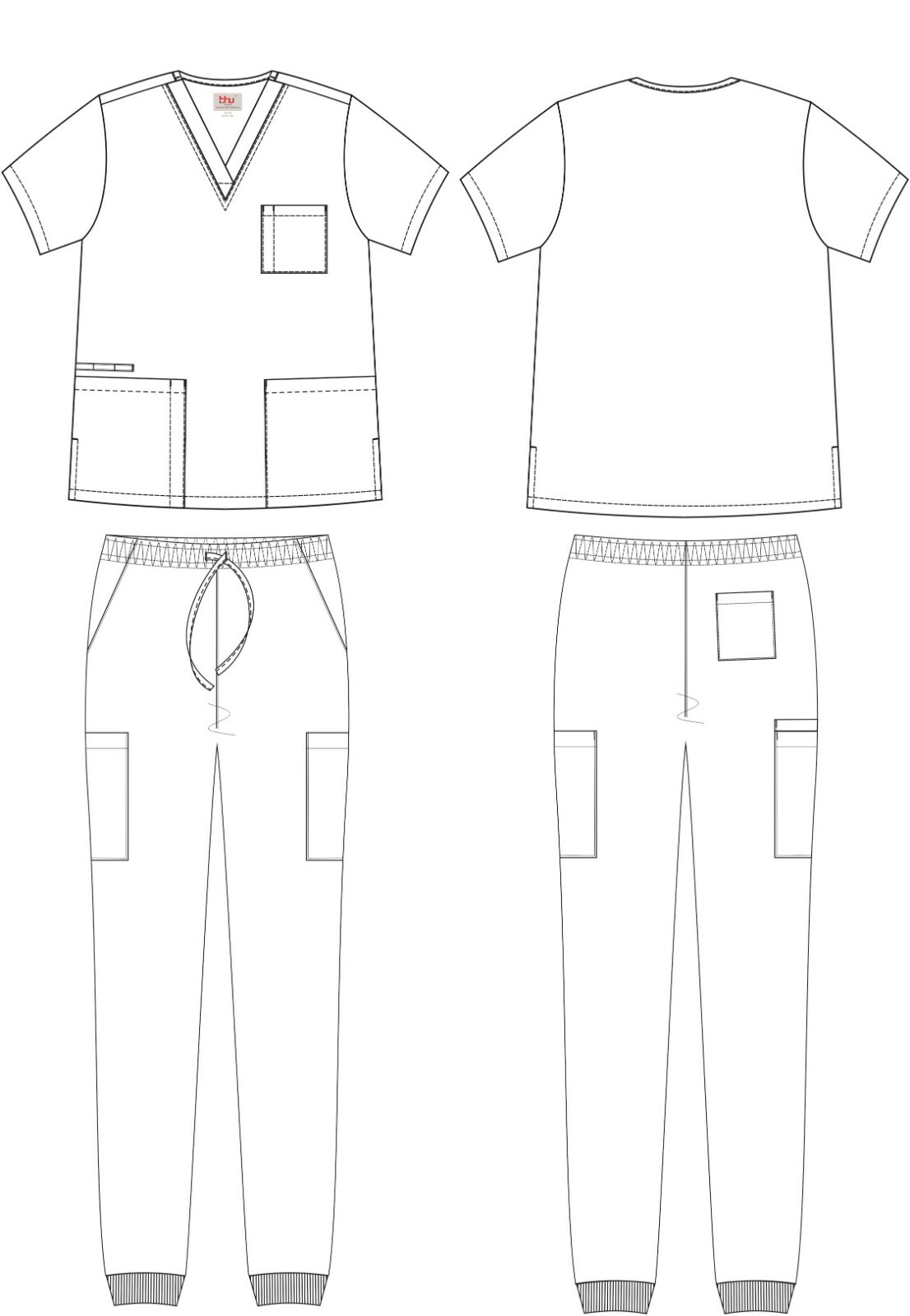 Unisex STRETCH Jogger Scrub Set Solid V-Neck Top Men Women Medical Nurse Uniform