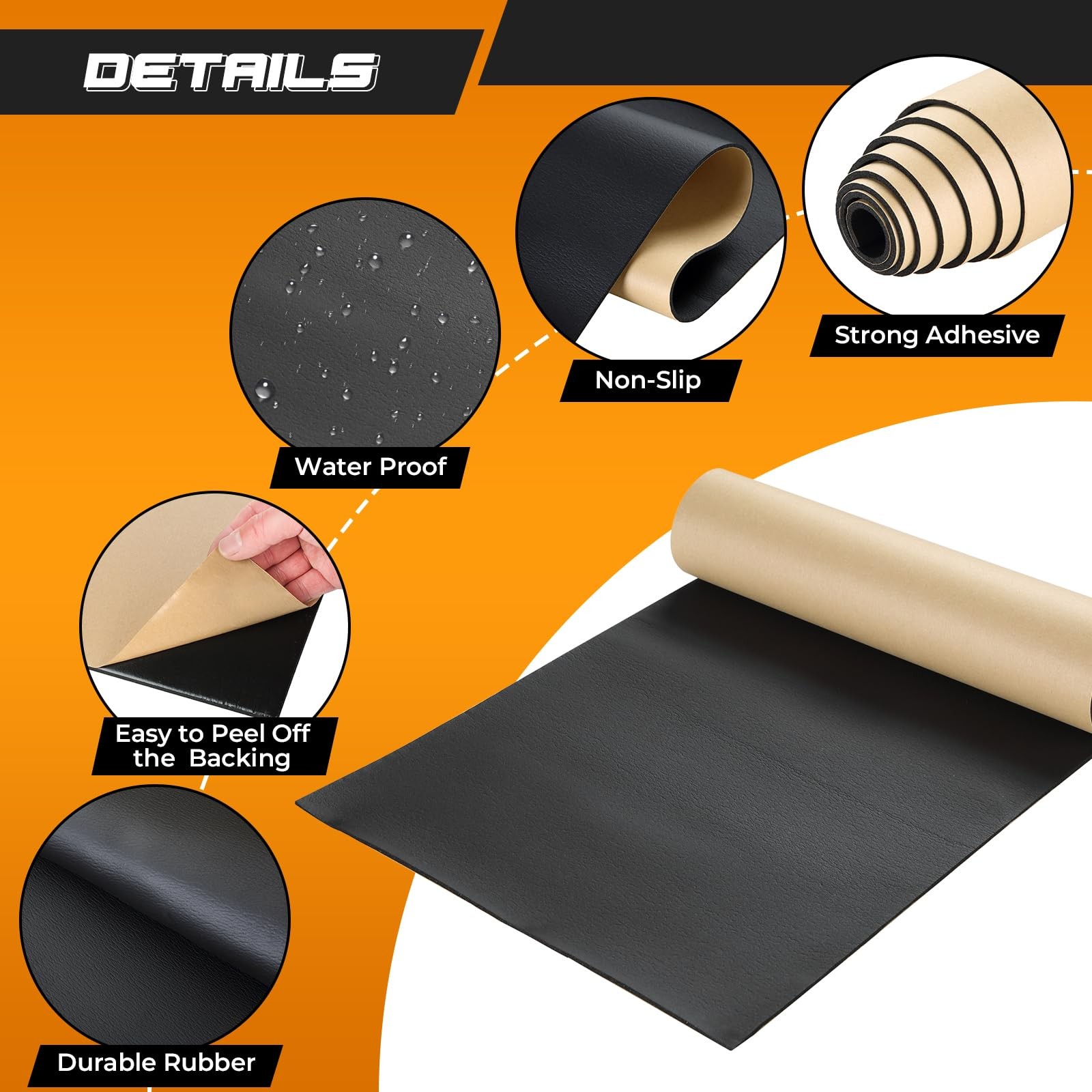 Sponge Neoprene with Adhesive Foam Rubber Sheet 1/8” Thick X 12” Wide X 54” L...