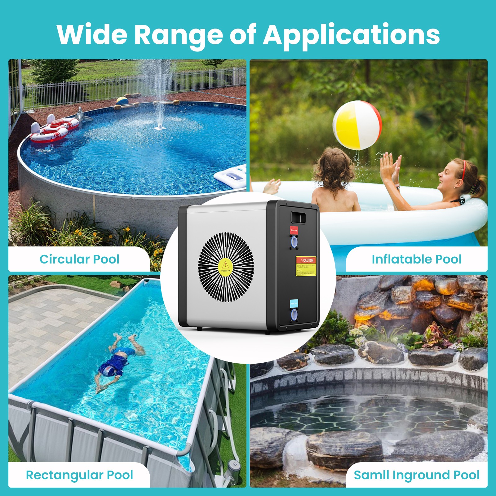 Electric Swimming Pool Heater & Cooler Inverter Heat Pump 17,060 BTU 5,000 Gal