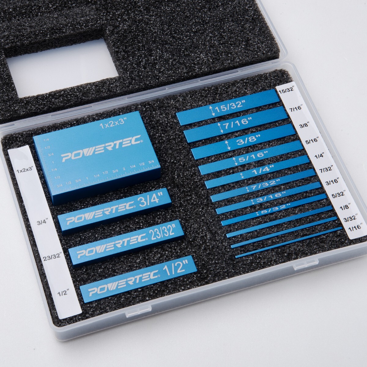 POWERTEC 71843 Setup Blocks Height Gauge 15pc Set - Premium Woodworking Tools