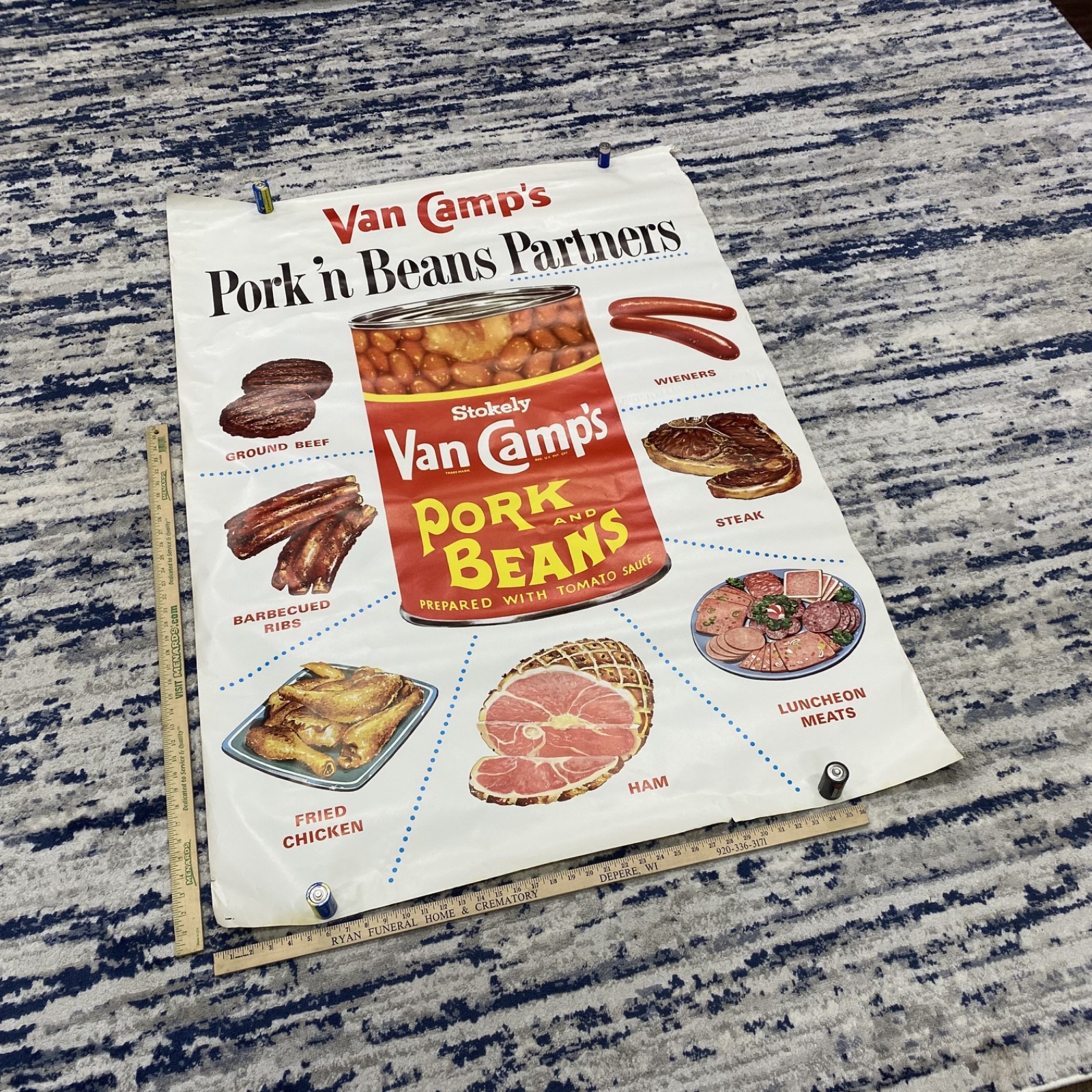 Vintage Grocery Store Advertising Display 58x42 Poster Van Camp's Pork and Beans