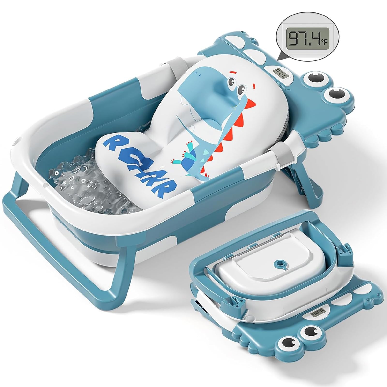 Bañadera De Bebe Niño 0-6 Meses Recien Nacido Azul Con Termómetro y Cojín Bañera