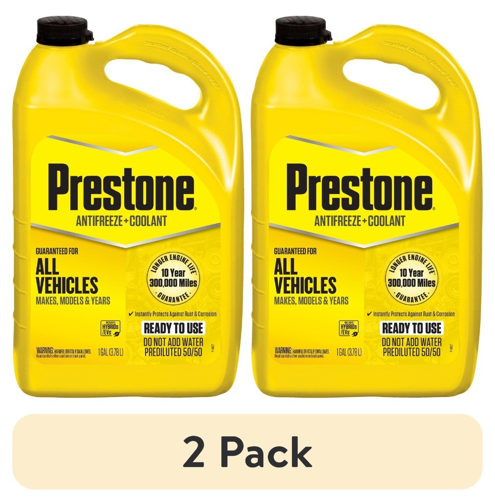 (2 pack) Prestone Extended Life Prediluted Antifreeze/Coolant, Universal Use