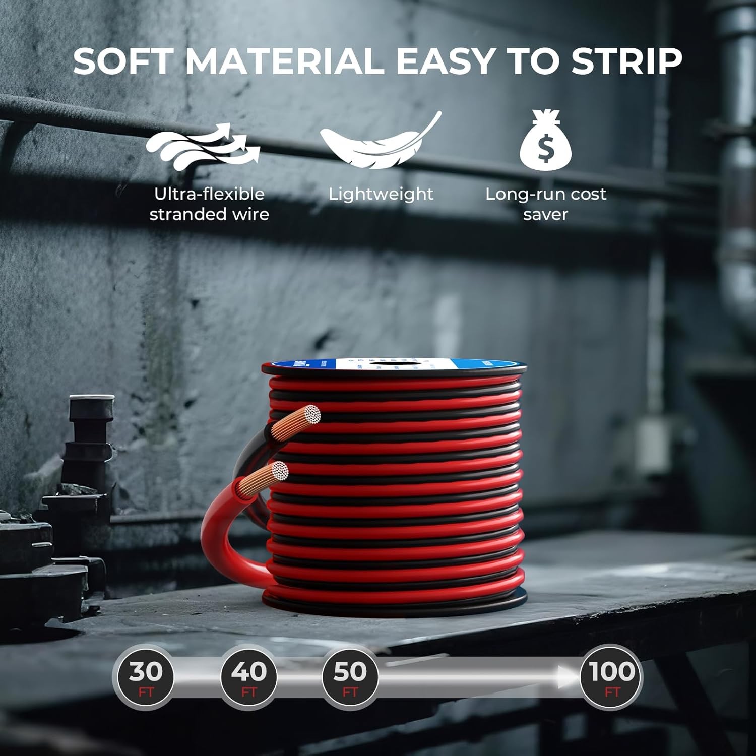 16 Gauge Wire 16awg Automotive Wire Electrical Wire 100ft 2 Conductor Red Black