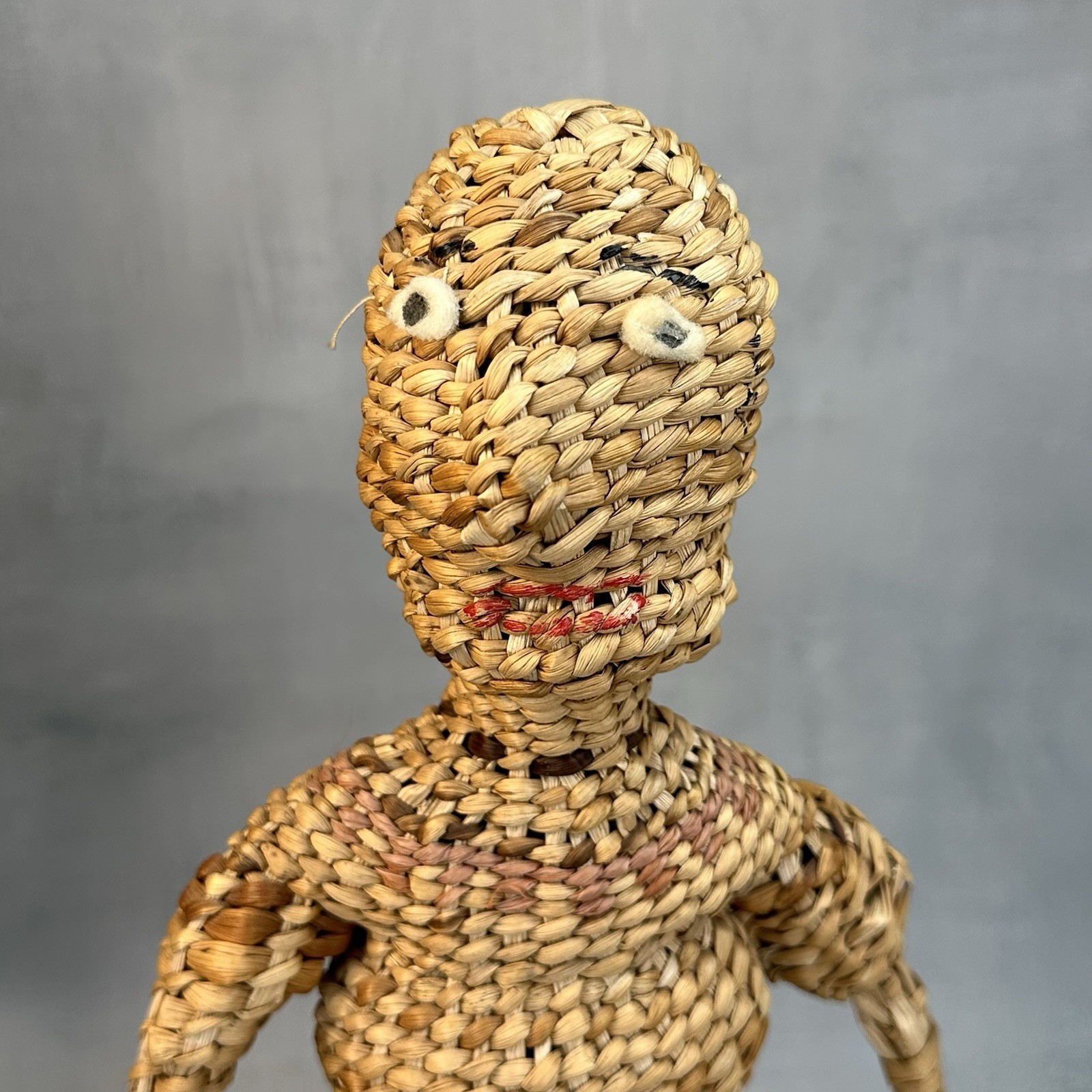 Vintage Native American Skokomish Basketry Basket Doll Woman Dress 13”