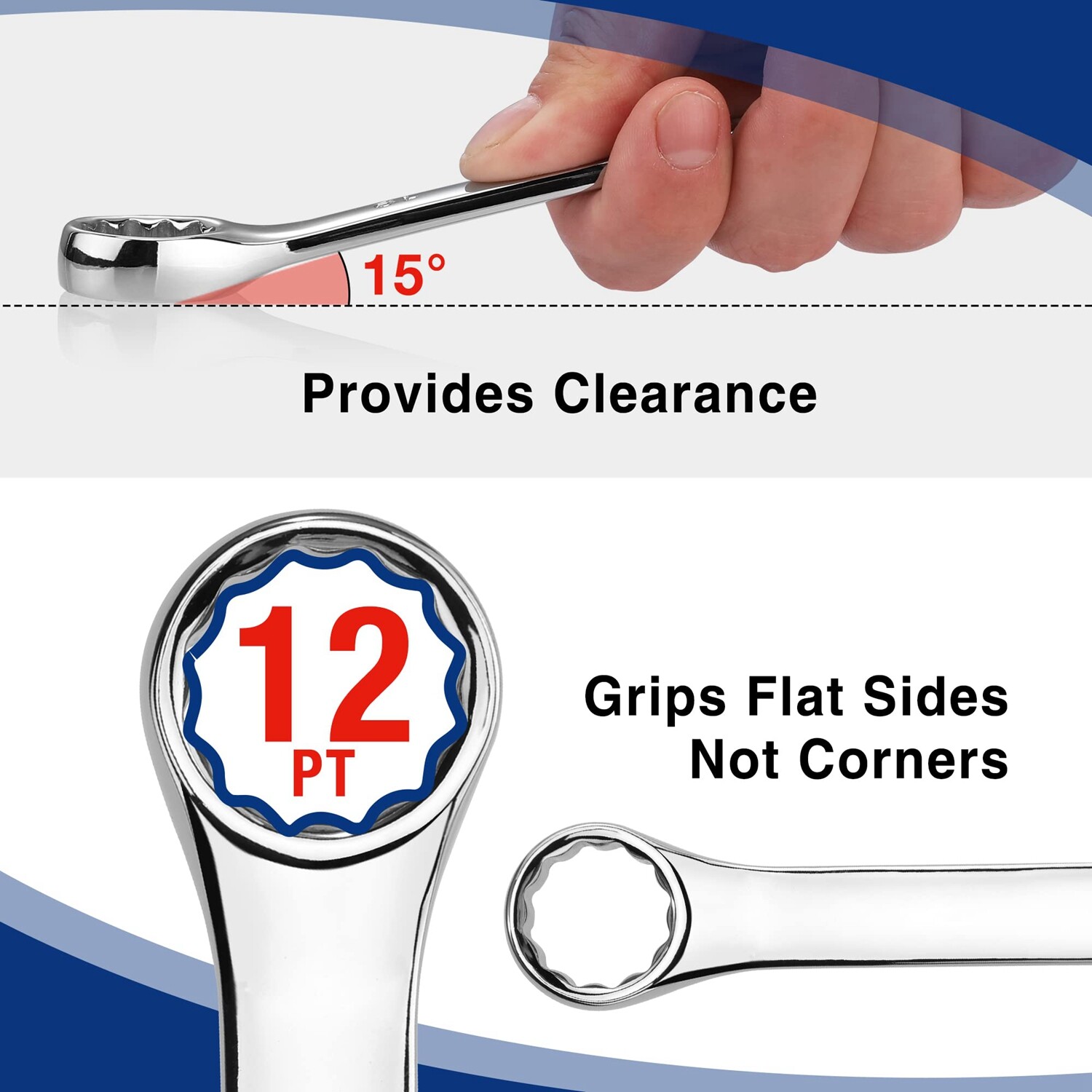 WORKPRO 32PC SAE&Metric Combination Wrench Set 12 PT Regular Wrenches set w/Tray