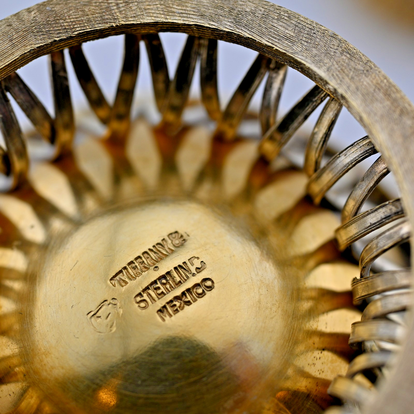 RARE 4 Tiffany & Co Sterling Silver Gilt Salt Cellars & Spoons Mexico 7.55ozt