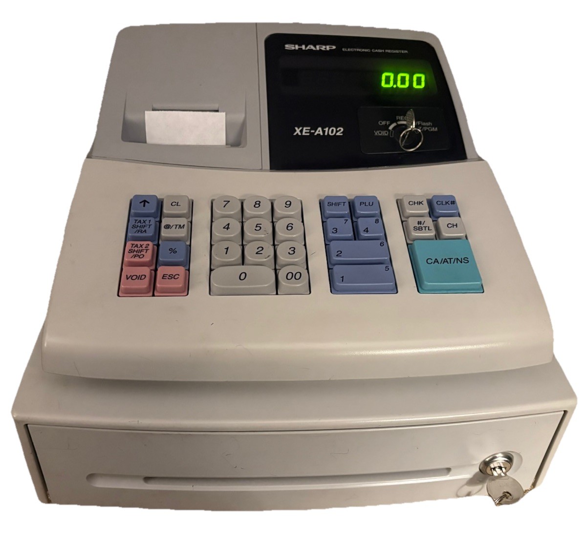 SHARP XE-A102 ELECTRONIC CASH REGISTER *WORKS* with Keys, Paper Roll,NICE👀