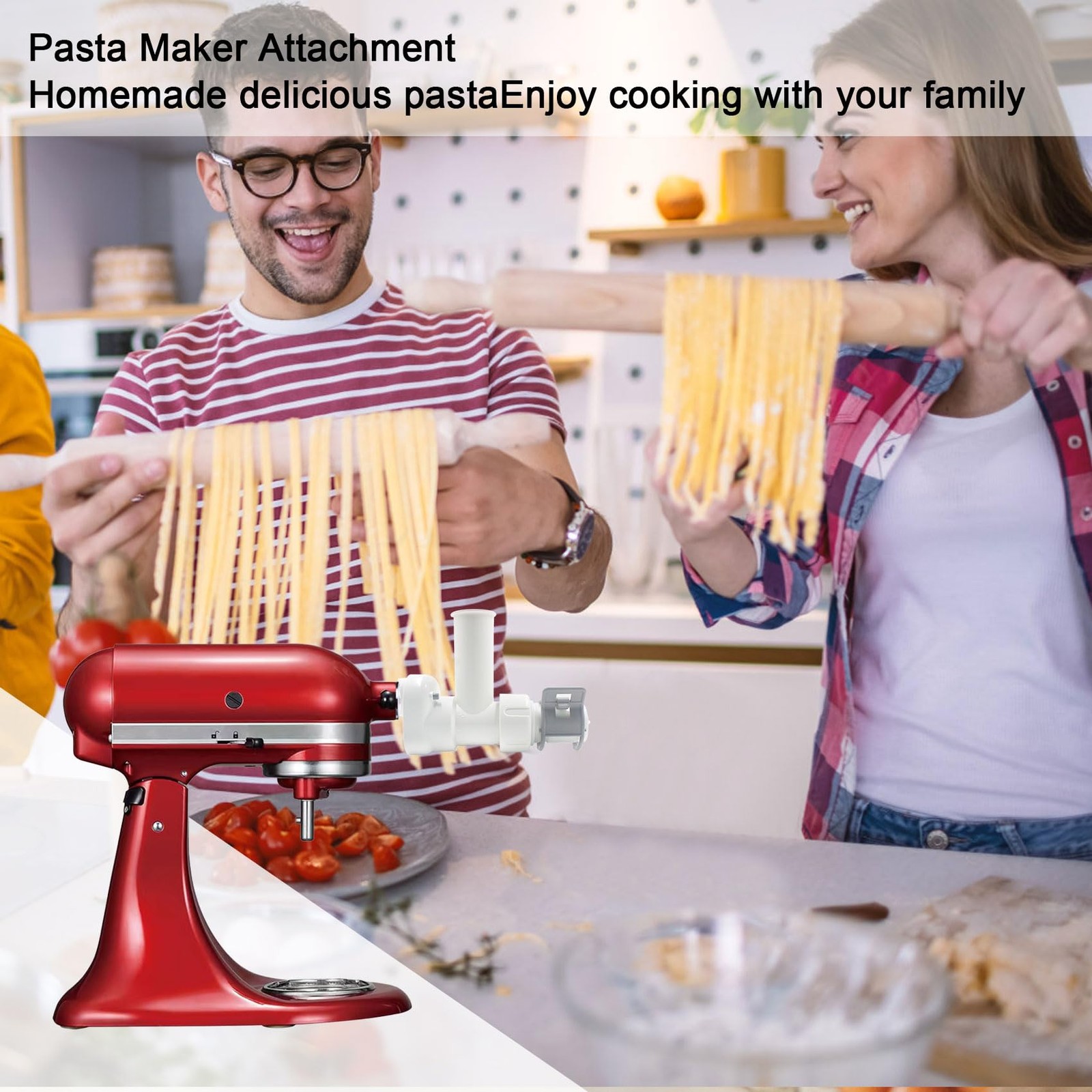 Pasta Maker Attachment for Kitchen aid Stand Mixers with 6 Interchangeable Di...