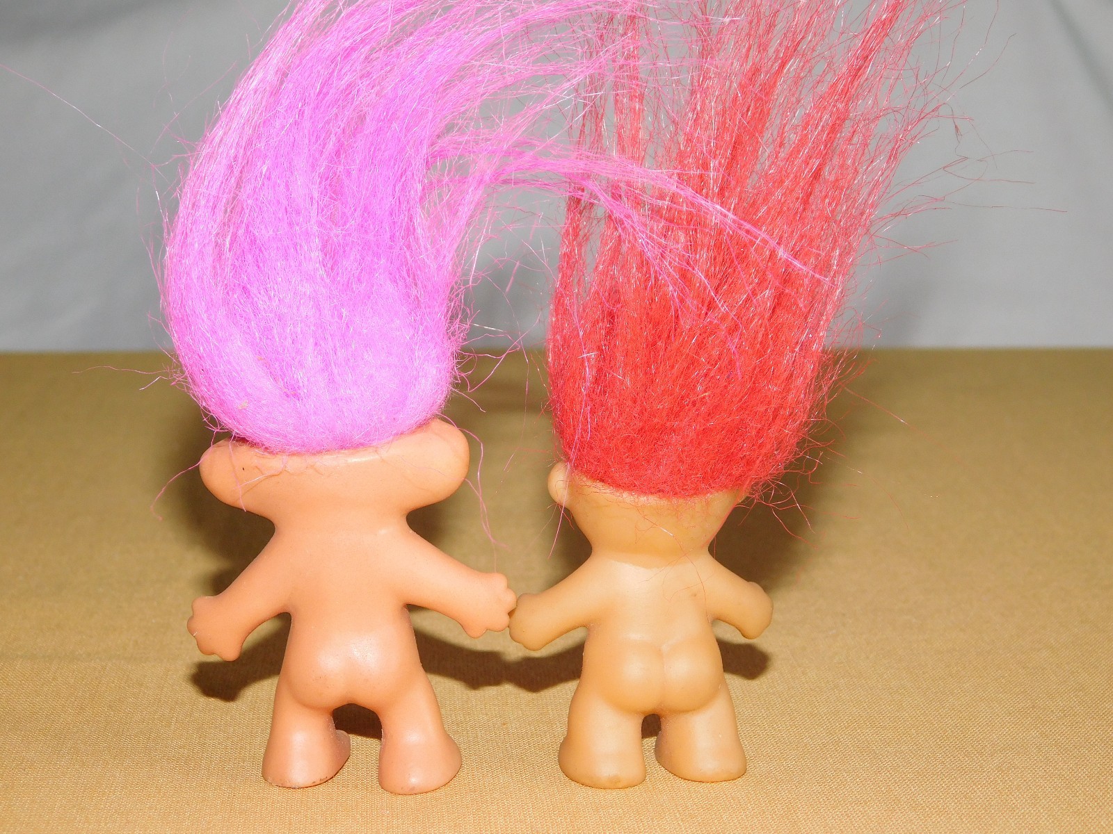VINTAGE TOY 2 MADE IN KOREA TROLL DOLLS 2 1/4" HIGH