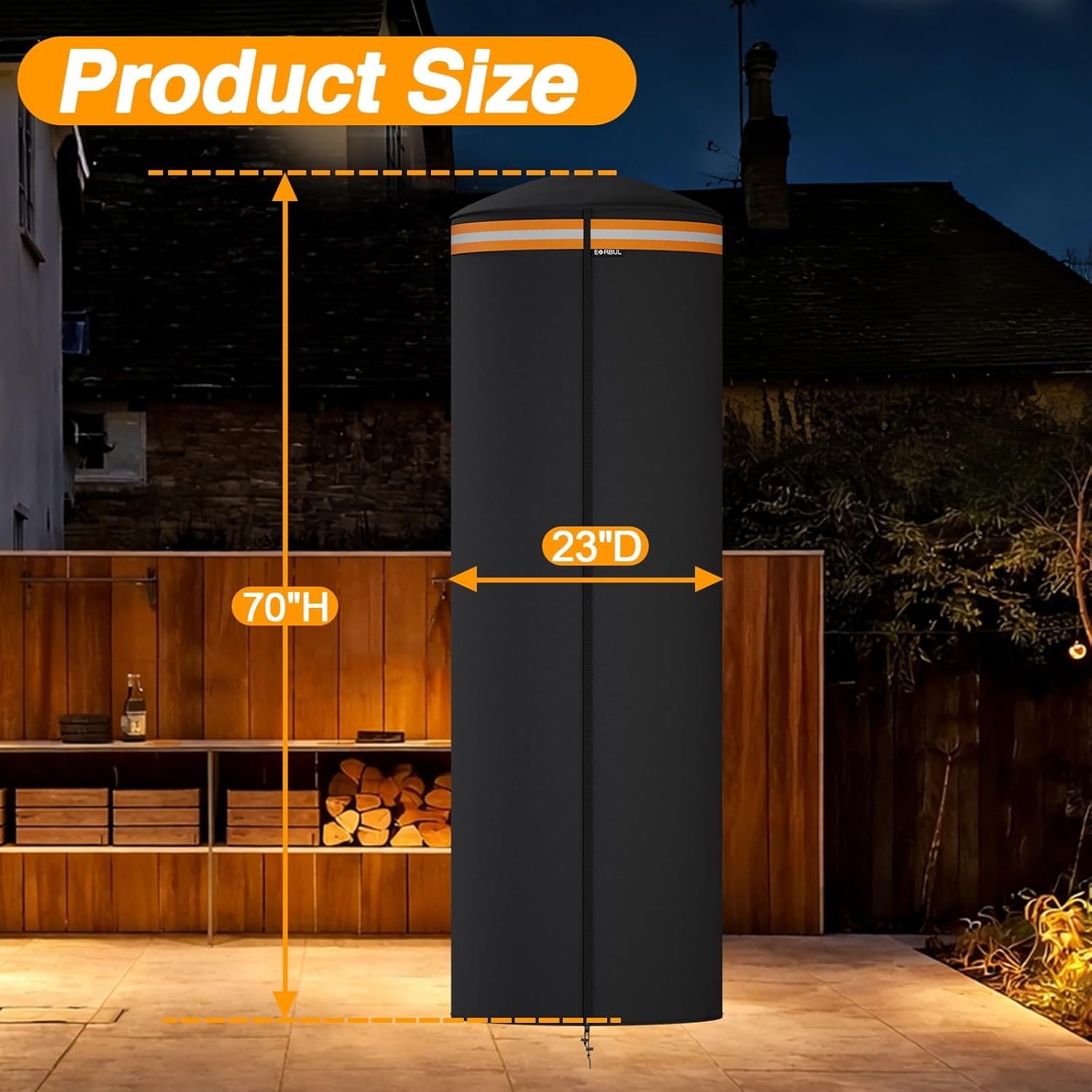 1x Full-Length Outdoor Patio Heater Cover for Spiral Flame LPG Patio Heaters