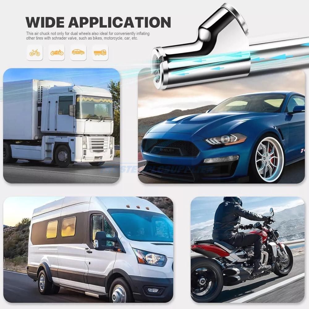 2*Dual Head Air Chuck 1/4" FNPT Straight Foot Lock On Truck RV Tire Inflate Chuc