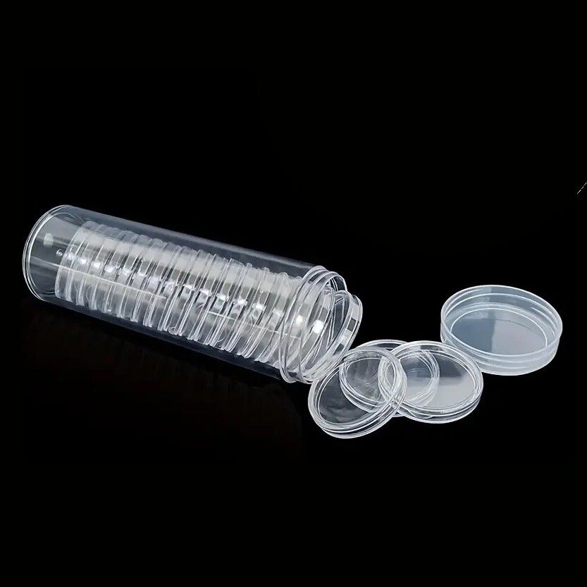 20 Pack 0.70 IN 18.0 mm Coin Capsule Holders w/ Storage Tube Direct 4 US Dime