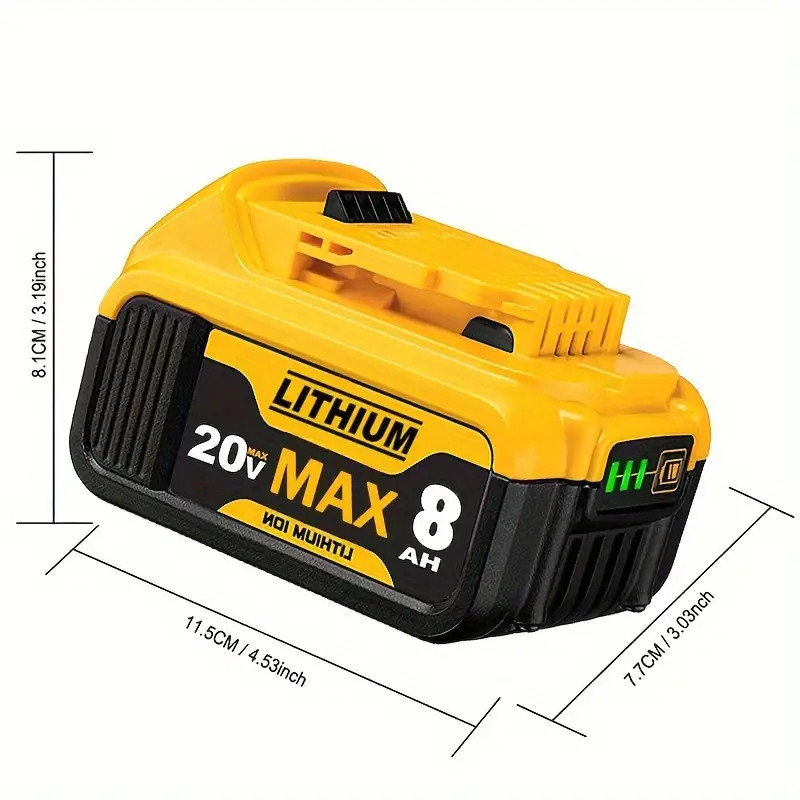 4 Pack 20V 8Ah Lithium-lon Battery Replacement for Dewalt -Compact XR Design