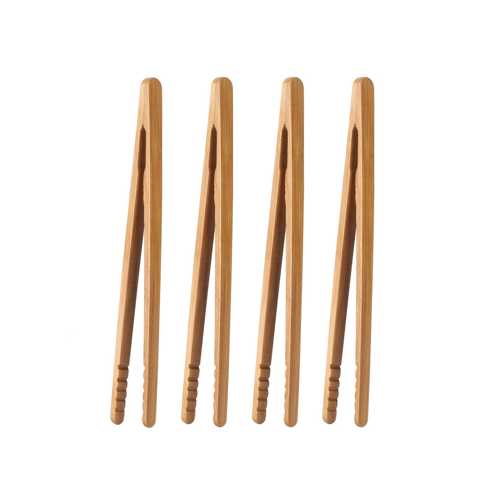 4Pcs Bamboo Toast Tongs 7 inch Wooden Toaster Tongs for Bread Cooking Kitchen