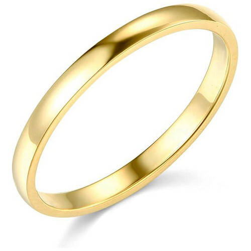 14K Solid Yellow Gold 2mm Plain Men's and Women's Engagement Wedding Band Ring