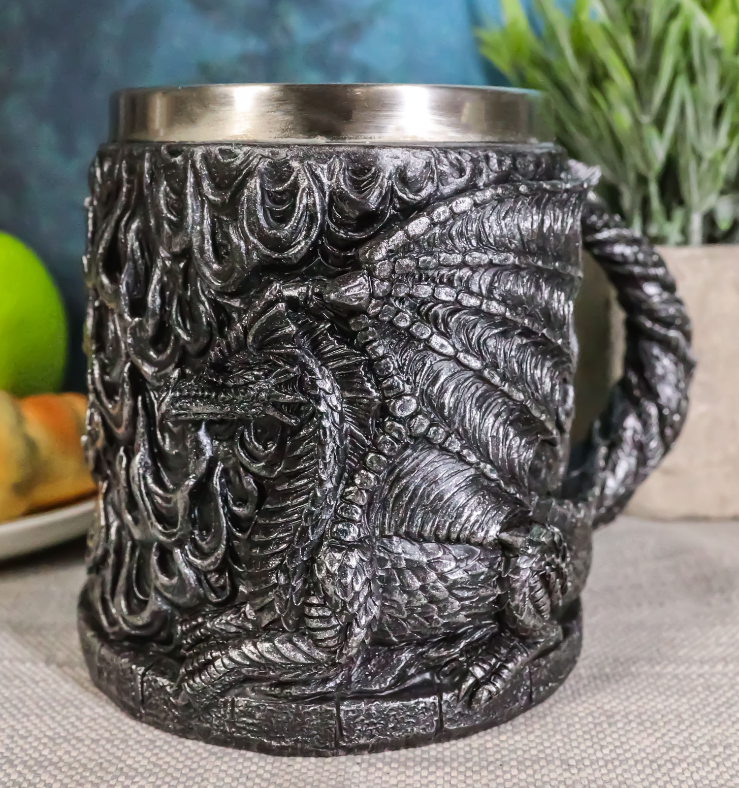 Ebros Medieval Flames Fire Dragon Mug Beer Stein Tankard Coffee Cup 5.75"Long