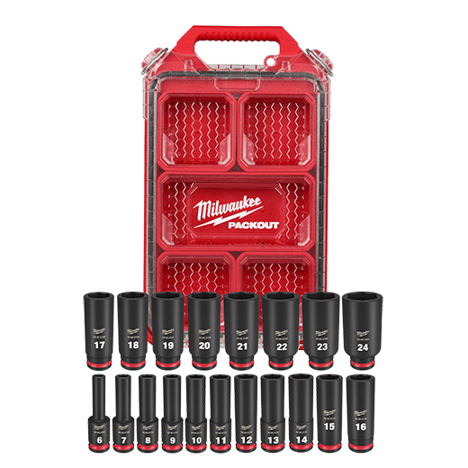 Milwaukee 49-66-6801 Shockwave Impact Duty Socket 3/8” Drive 19-Pc Packout Set