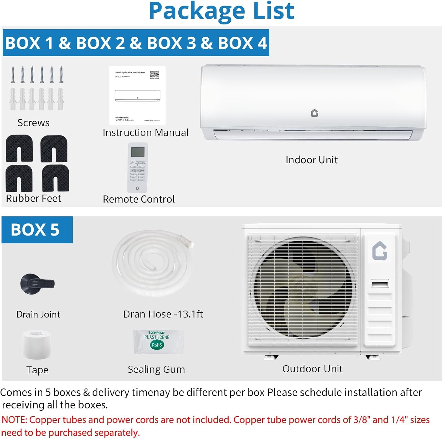 4 Zone Mini Split 35000BTU Quad Zone Mini Split Air Conditioner 16Ft Copper Line