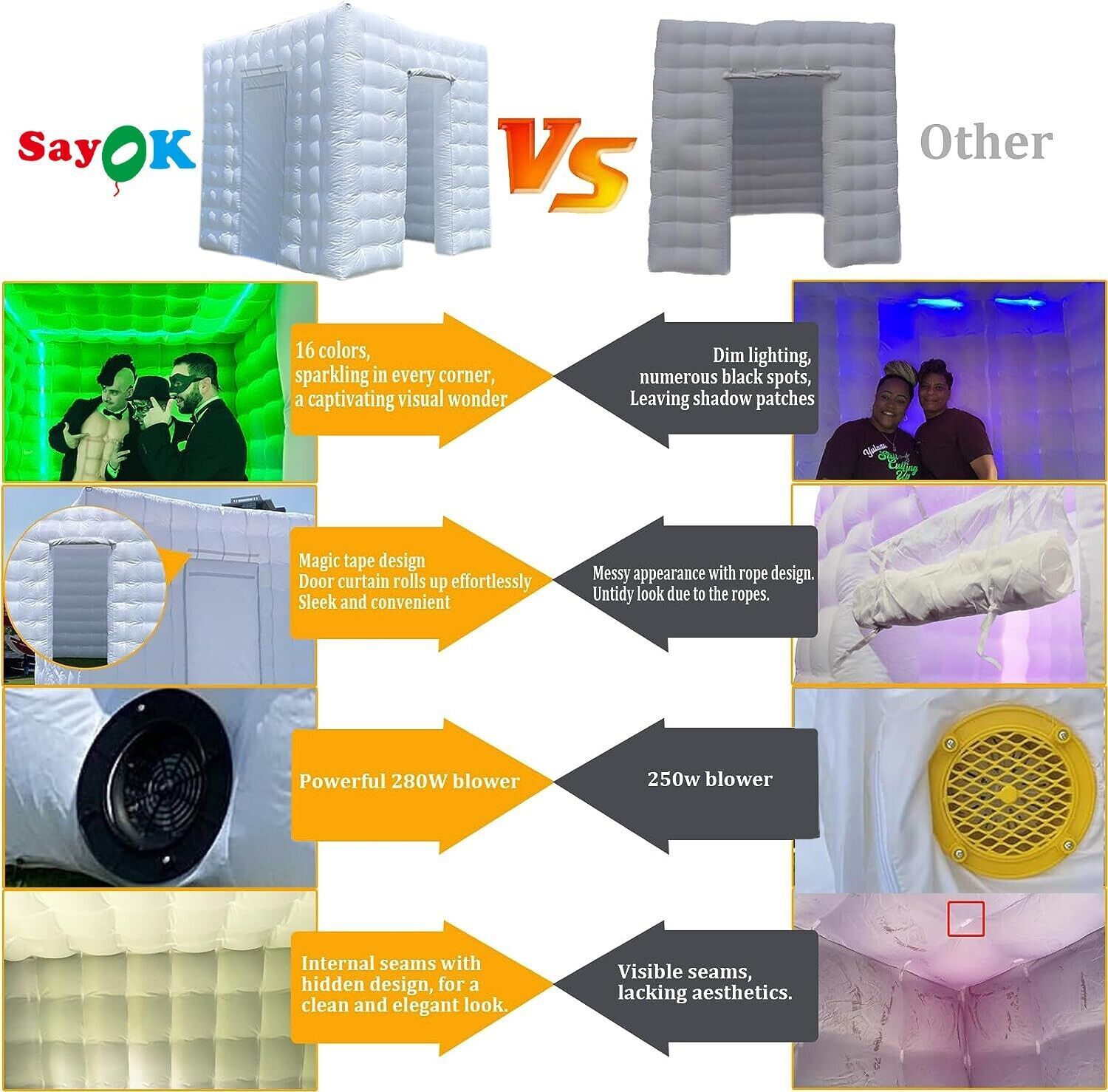 Inflatable Photo Booth Portable Shooting Photobooth Tent Enclosure Kit W/LED