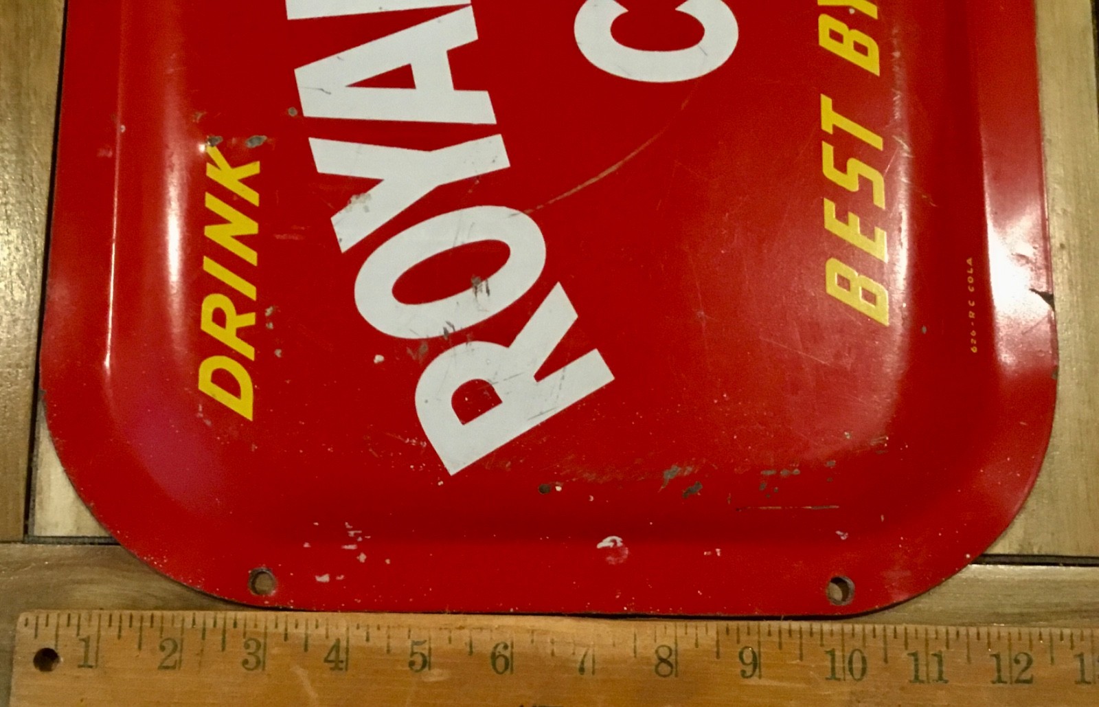 VTG DRINK ROYAL CROWN RC COLA BEST BY TASTE TEST CONCAVE METAL SIGN NOT A REPRO