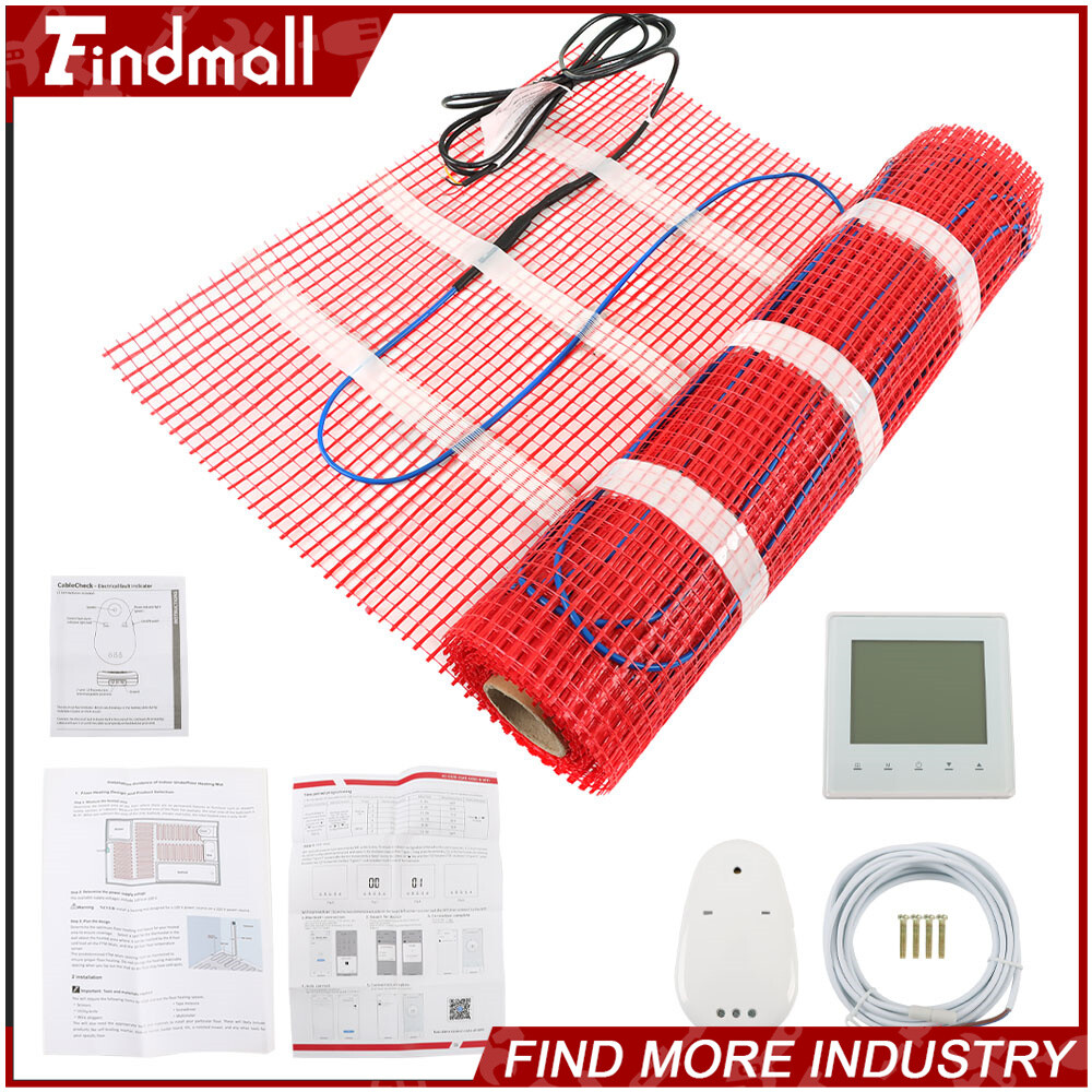 Electric Floor Heat Mat Kit (10-100sqft), 120V Underfloor Radiant Heating System