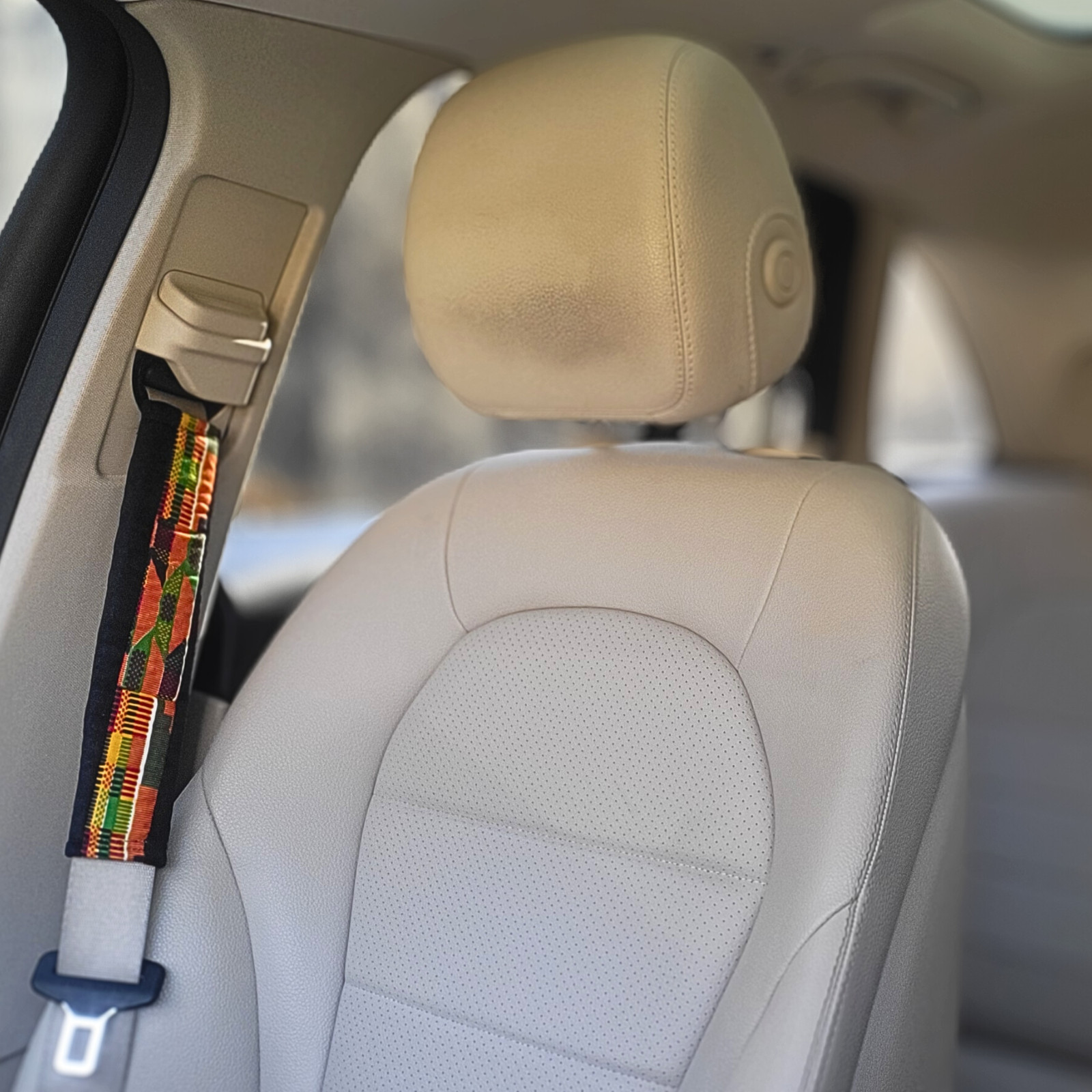 2PCS Car Seat Belt Pad, Auto Kente Print Safety Seat Belt Shoulder Pads Strap