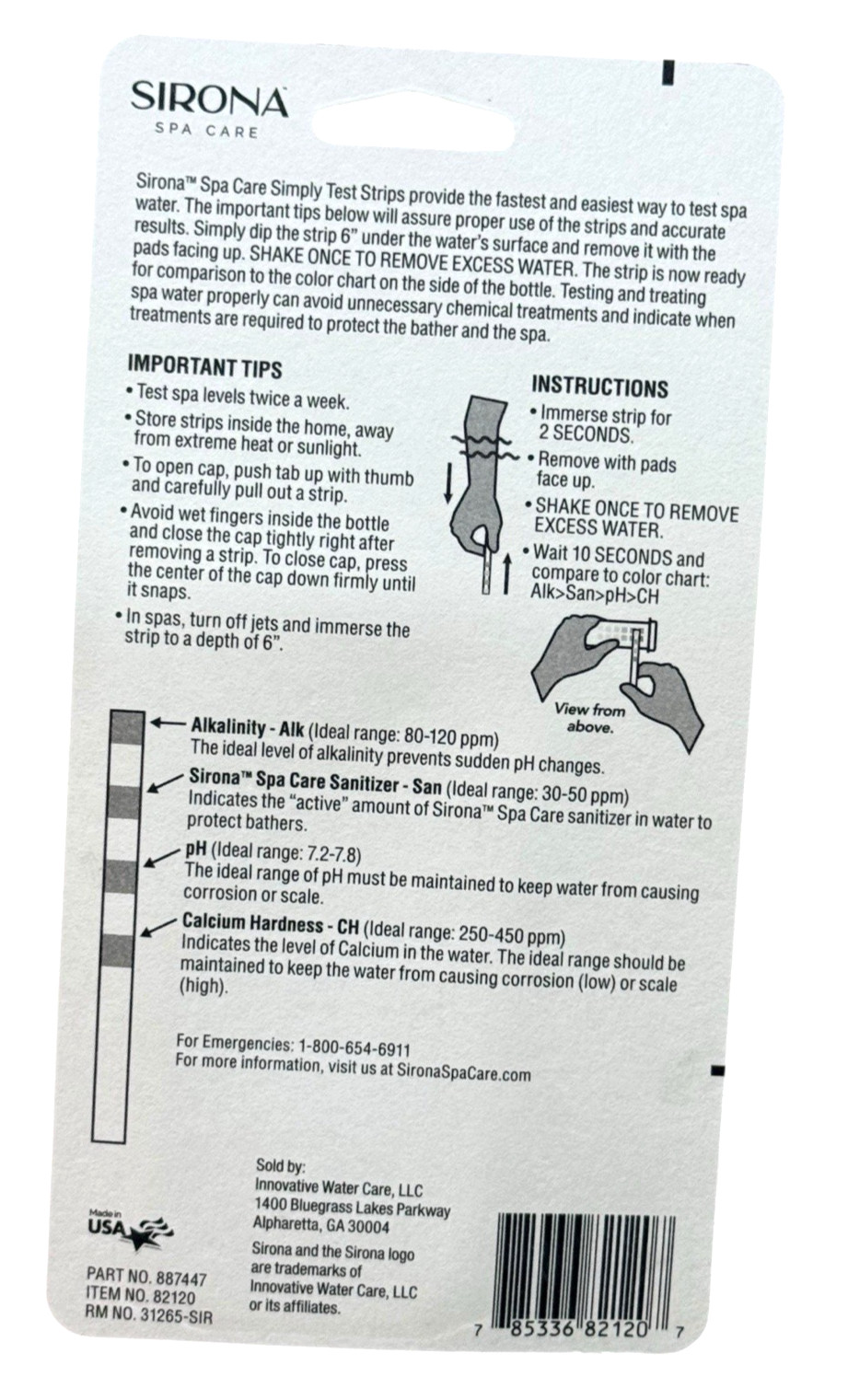 Sirona Simply Spa Care Test Strip, 25 Pool Testing Strips, 1 Dip Instant Results
