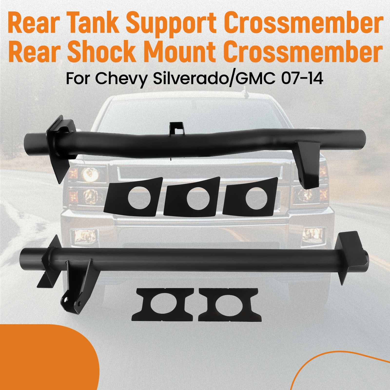 Rear Tank Support+Rear Shock Mount Crossmember Kit For Chevy Silverado/GMC 07-14