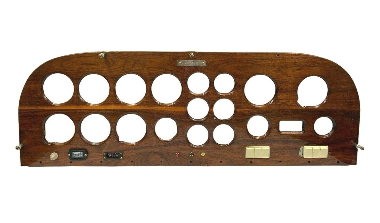 Rare Vintage World War II Military Aircraft Instrument Control Panel (Walnut Woo